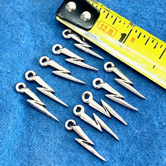 Lot of 13 Sterling Silver Lightning Bolt Charms for Jewelry Making - Picture 3 of 3